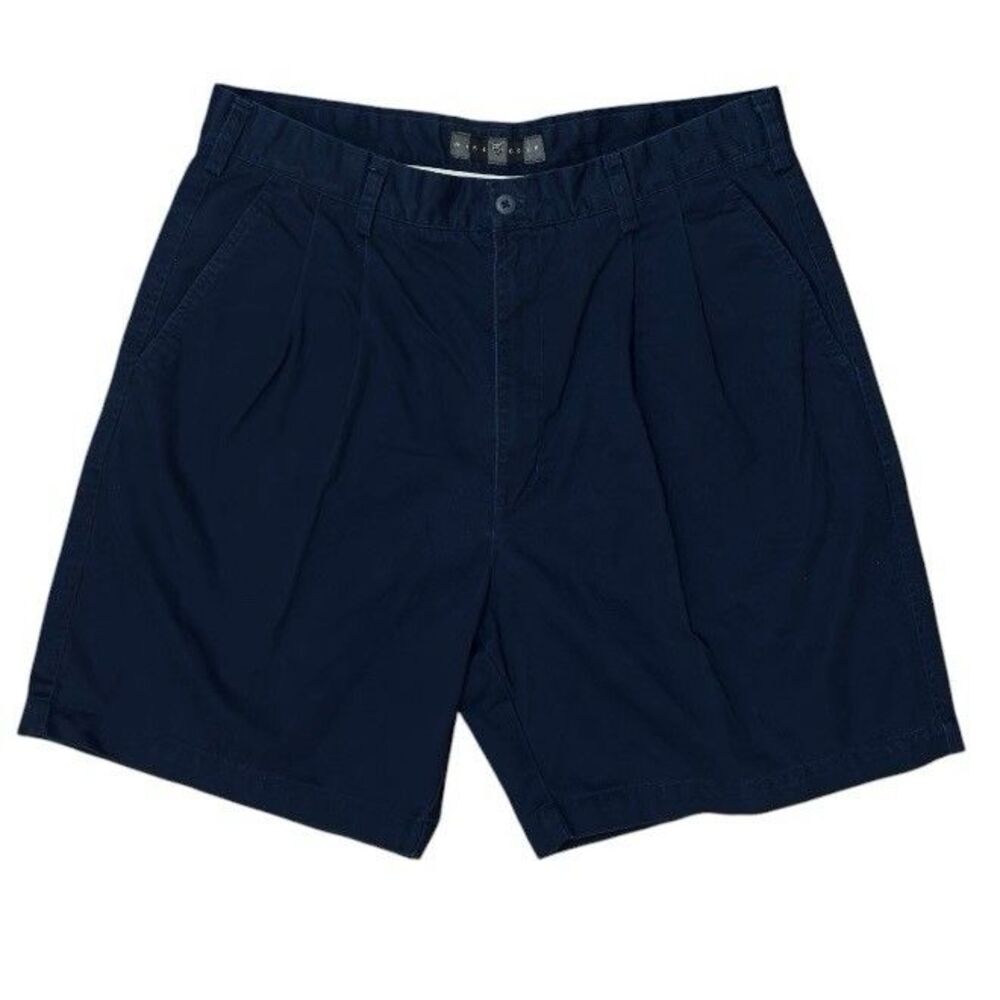 Nike Golf Shorts Men 36 Navy Blue Pleated Cotton Chino Casual Y2K